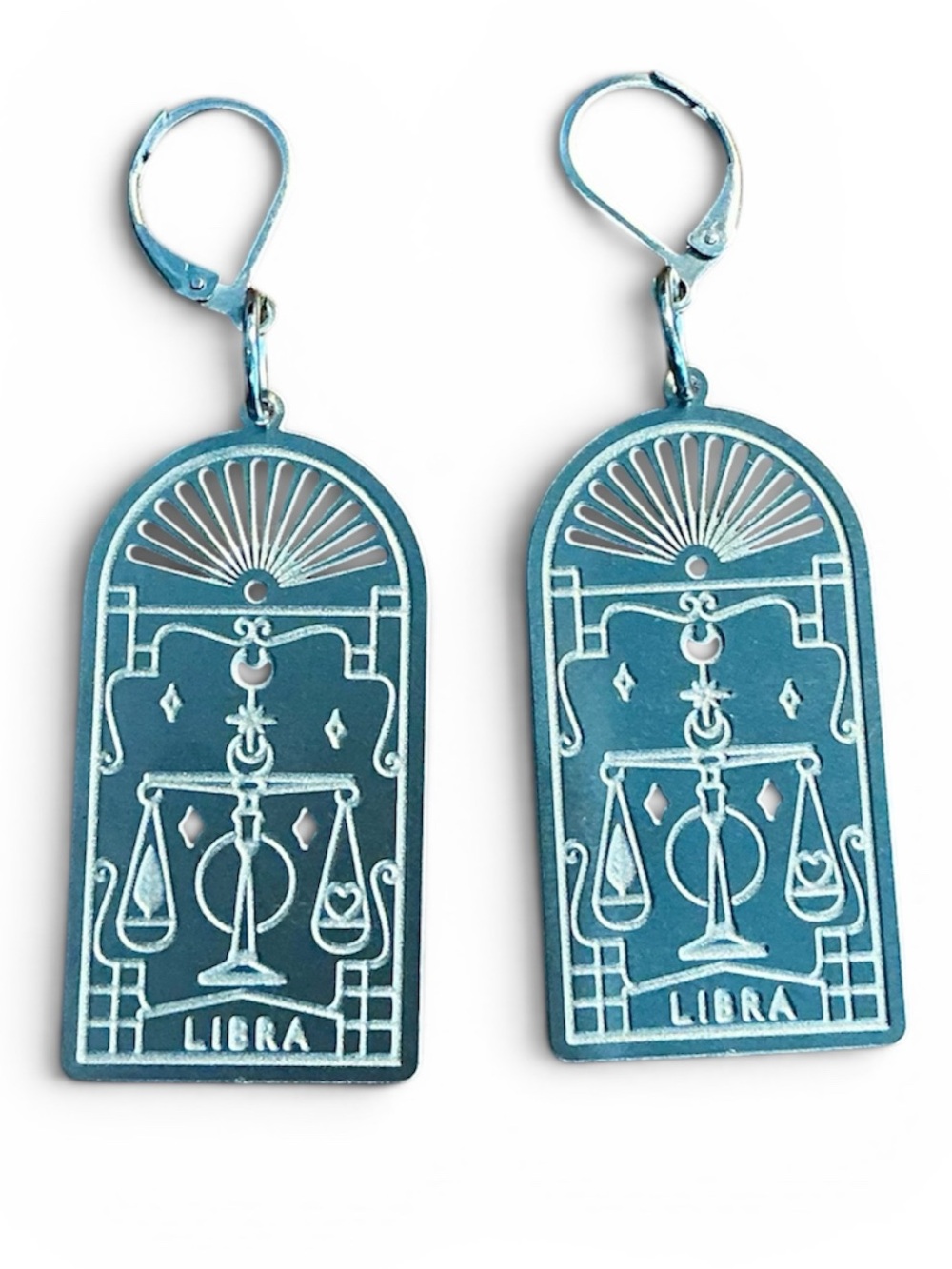 🆕 Libra Zodiac Laser Etched Earrings
